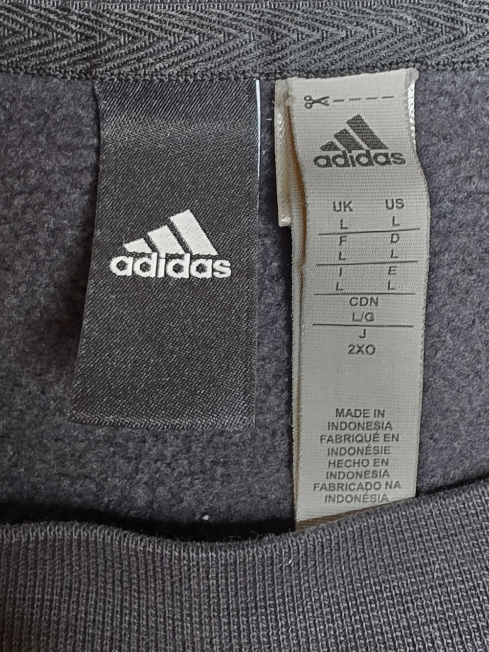 Adidas‎ Grey Logo Crewneck Sweatshirt - Large - Picture 2 of 6